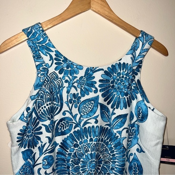 Just…Taylor NWT Halter Dress Pop Hopsak Medallion Leaf Blue Cotton Size 10 - Picture 6 of 14